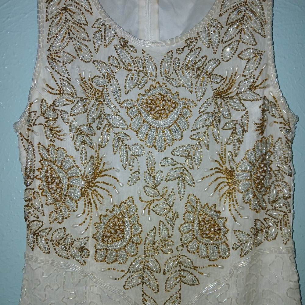 Laurence Kazar Beaded Dress with Gold and Silver Accents